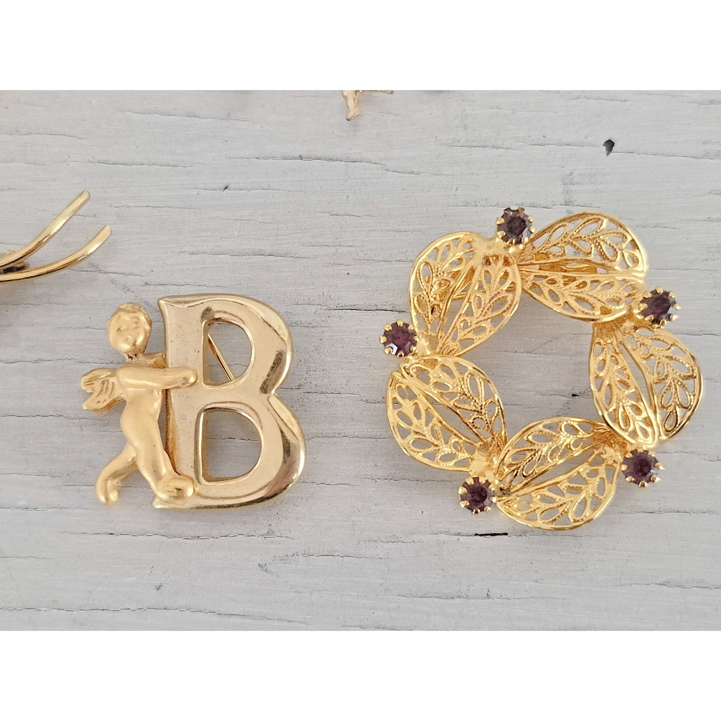 Vintage Gold-tone Brooch Lot
