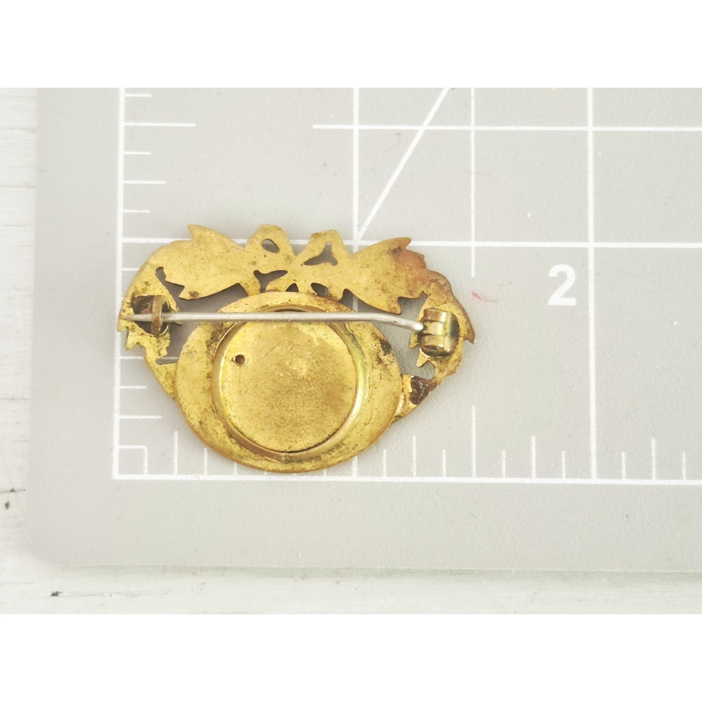 Antique C-Clasp Victorian Lady Brass Pin Brooch