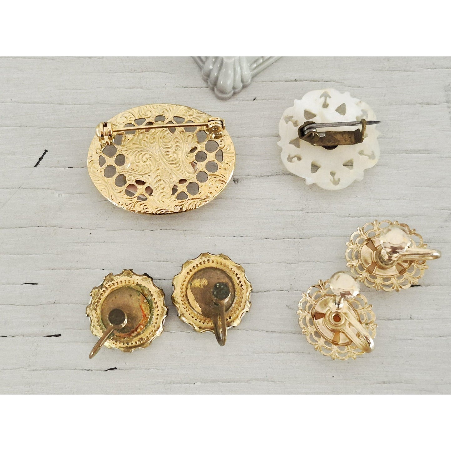 Vintage Earrings and Brooch Jewelry Lot