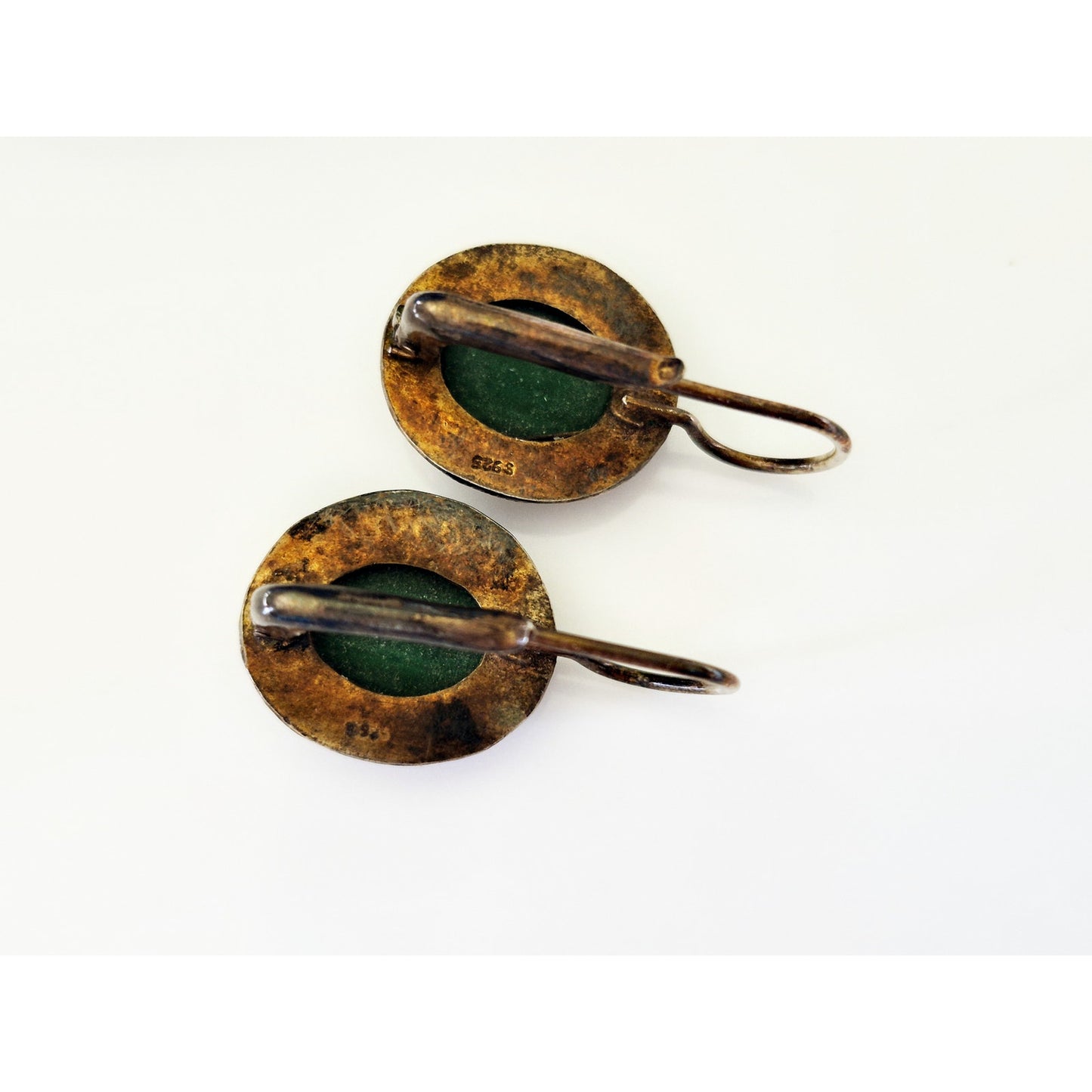 Vintage Sterling Silver Southwestern Navajo Malachite Earrings
