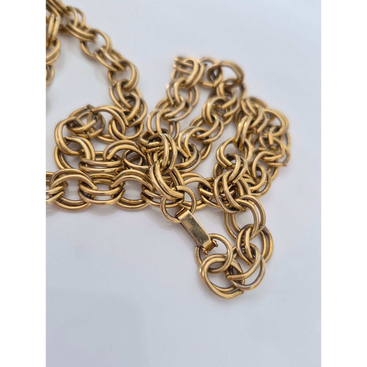 Vintage Bow Bell Gold Tone Necklace