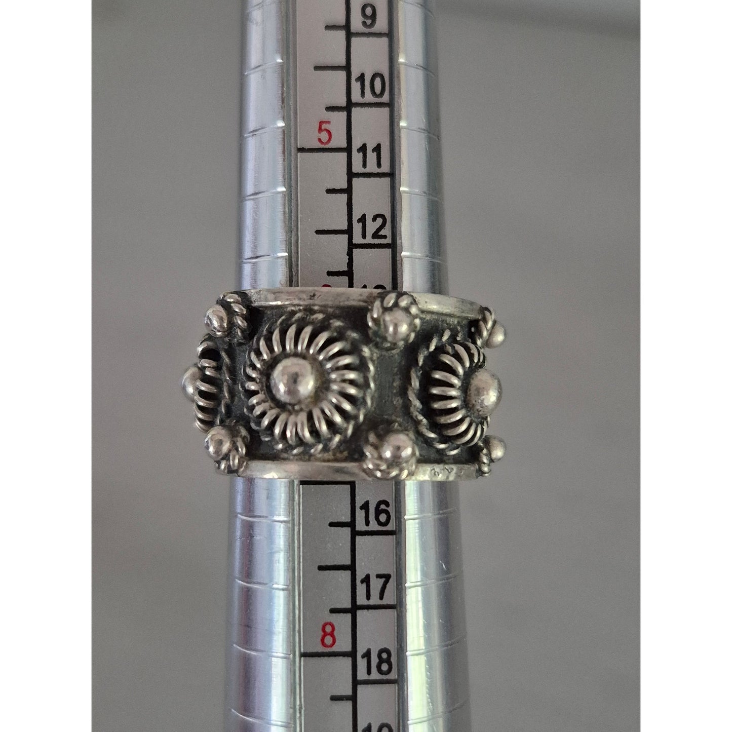 Vintage Sterling Silver Etruscan Style Wide Band Ring