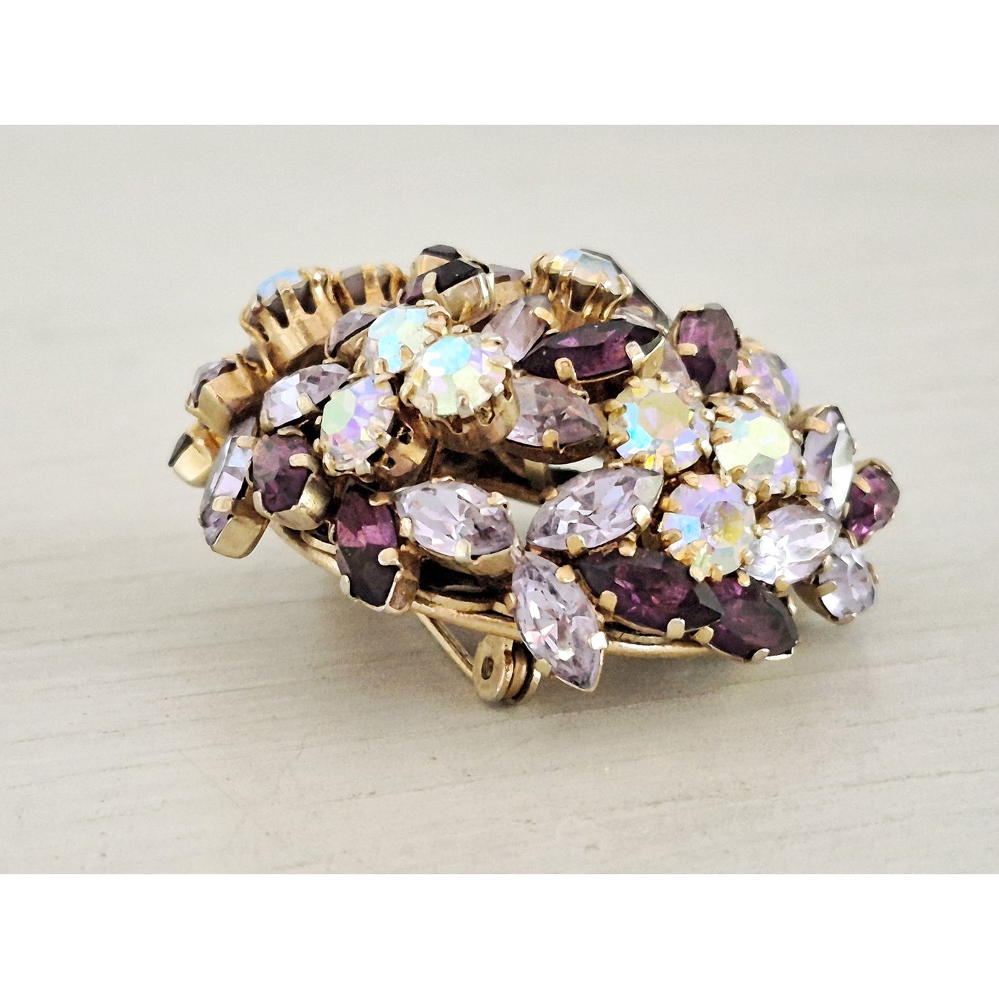 Vintage MCM Schoffel & Co., Austria Signed Purple Dome Brooch