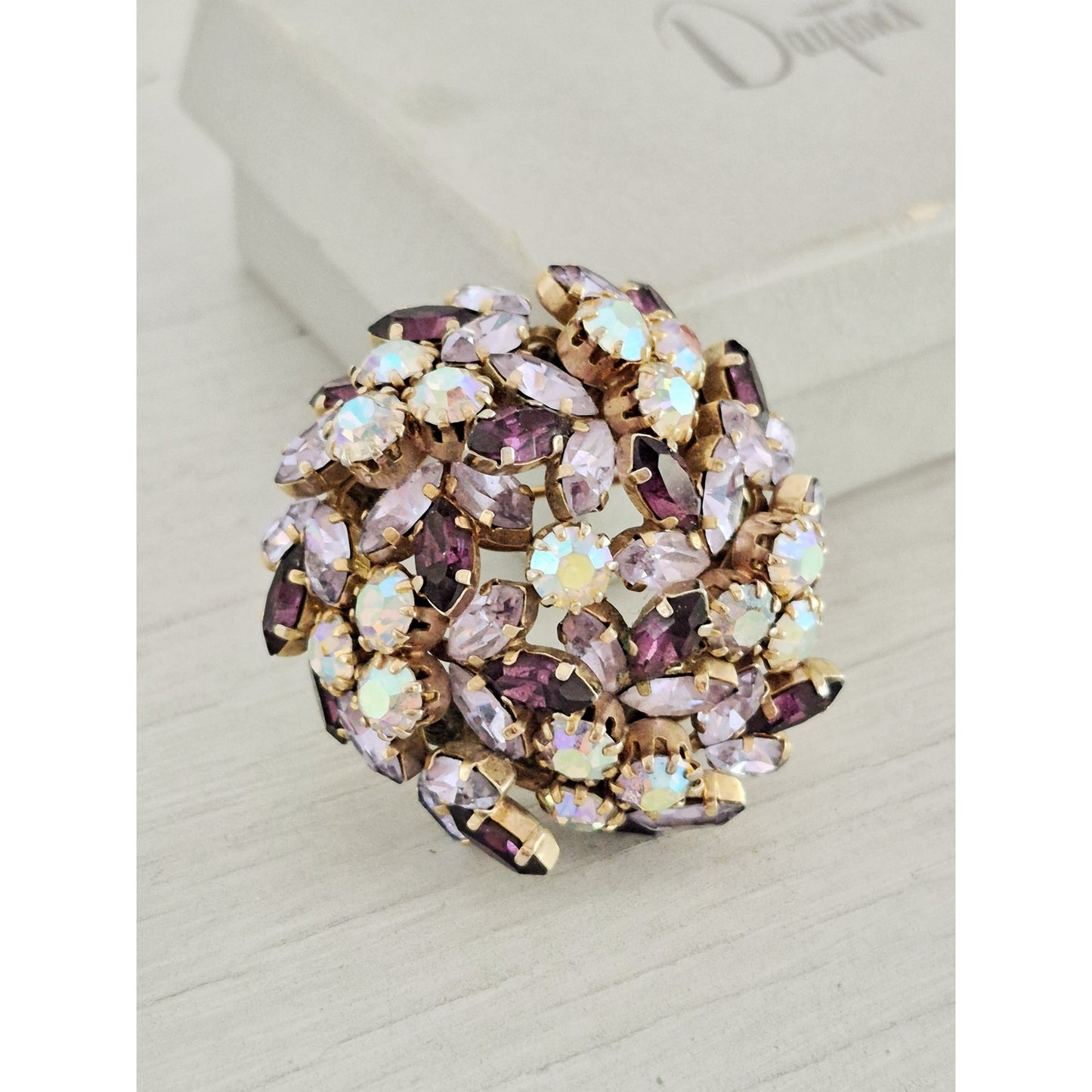 Vintage MCM Schoffel & Co., Austria Signed Purple Dome Brooch