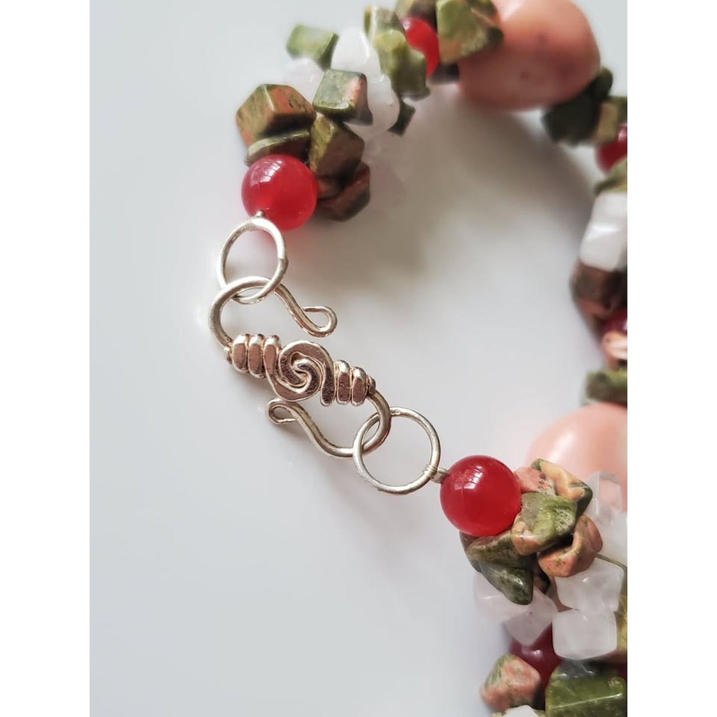 Pink Agate and Natural Stone Chunky Necklace