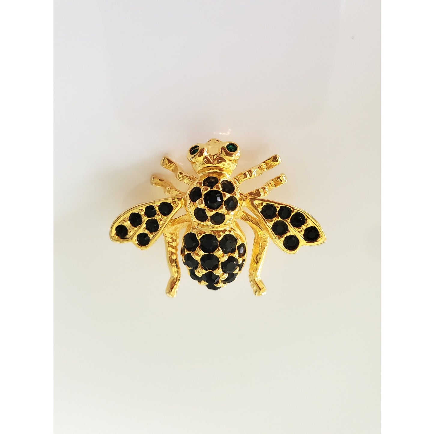 Vintage Joan Rivers Black Rhinestone Bug Pin Brooch