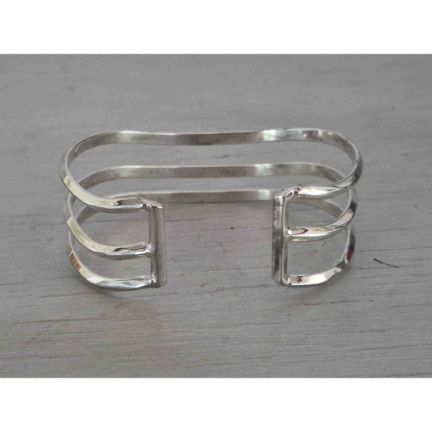 Vintage Silver Plate Chevron Mexico Collar Necklace with Bracelet Lot
