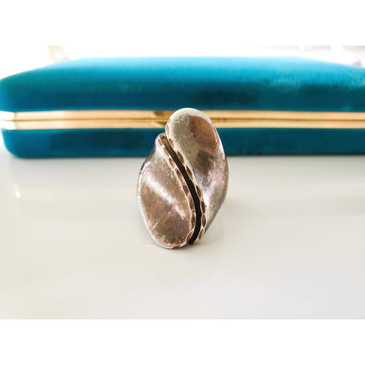 Vintage Sterling Silver Modernist Concave Ring