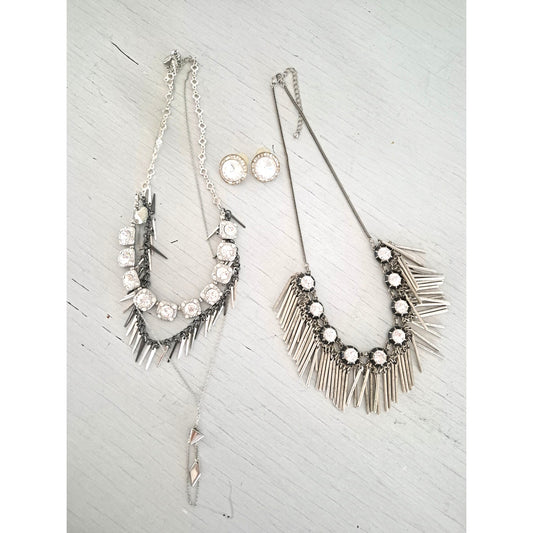 Modern Silvertone and Rhinestone Jewelry Lot