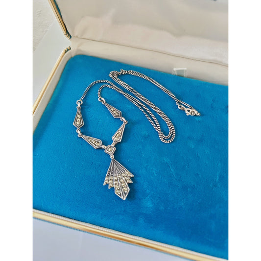 Vintage Art Deco Judith and Jack Sterling Silver Marcasite Necklace