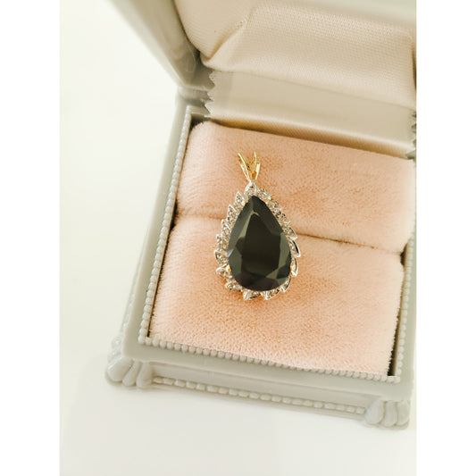 Vintage 14K Gold Joseph E. Demarco Sapphire and Diamond Pear Pendant