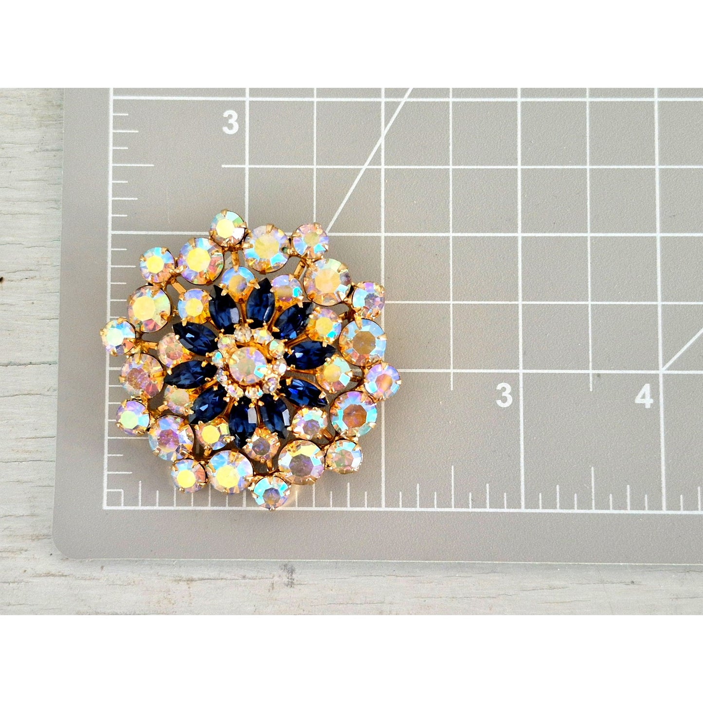 Vintage AB Blue Floral Wreath Brooch
