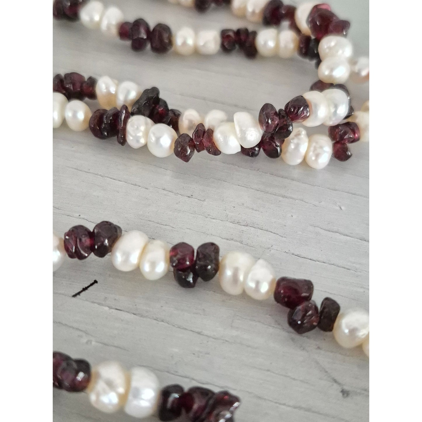 Vintage Freshwater Baroque Pearls and Garnet Necklace