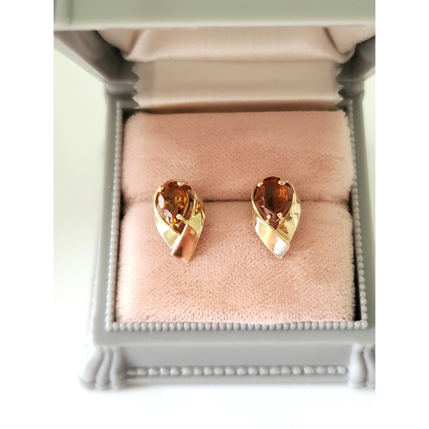 Vintage 14K Gold Citrine Earrings