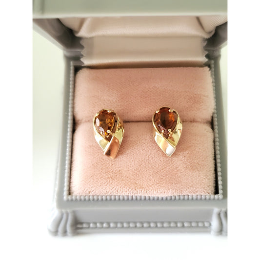 Vintage 14K Gold Citrine Earrings