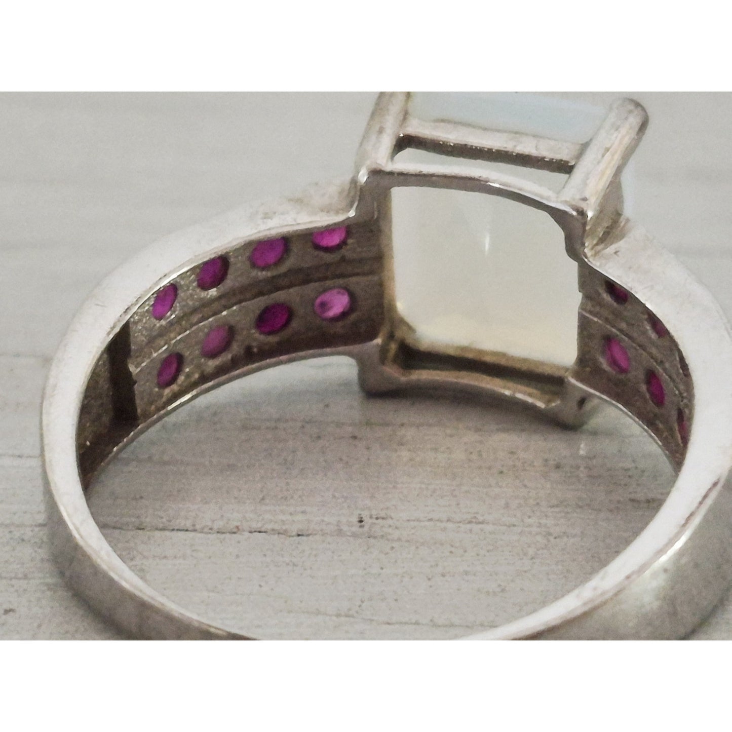Sterling Silver Opal Ruby Ring