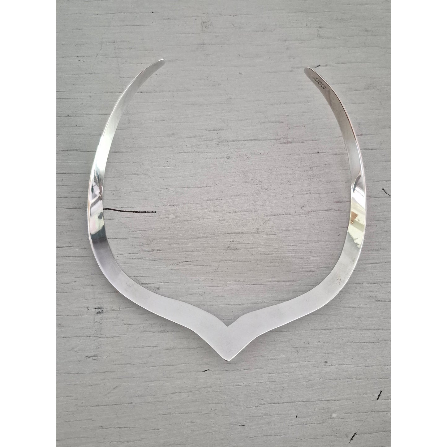 Vintage Silver Plate Chevron Mexico Collar Necklace with Bracelet Lot