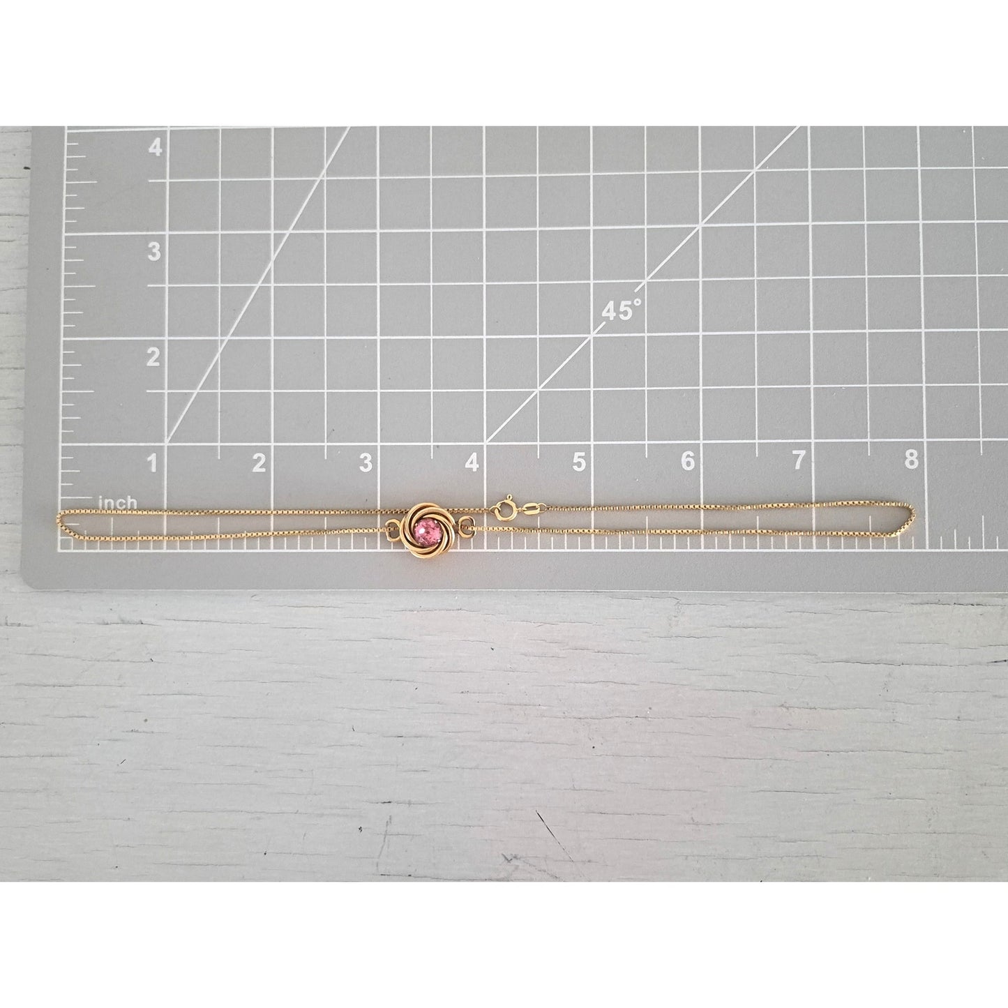 Vintage Retro Pink Solitaire Slide Crystal Stone Gold-fill Choker Necklace