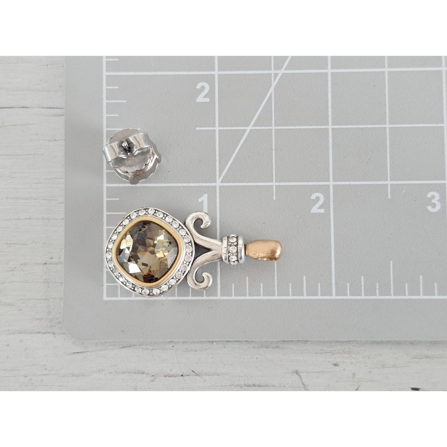 Vintage Brighton Amber Crystal Two Tone Pendant