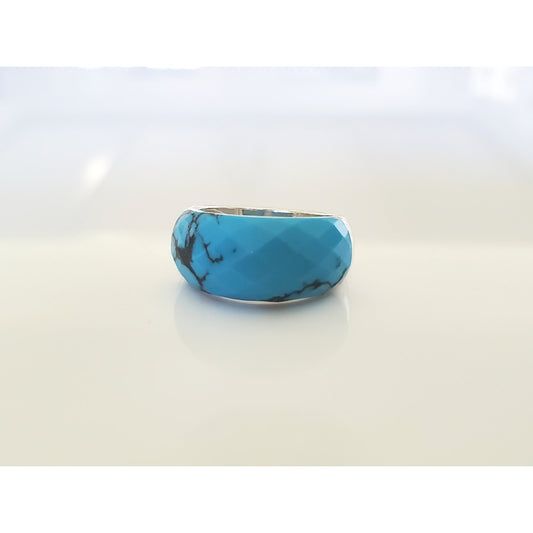 Faceted Turquoise Sterling Silver Ring Band