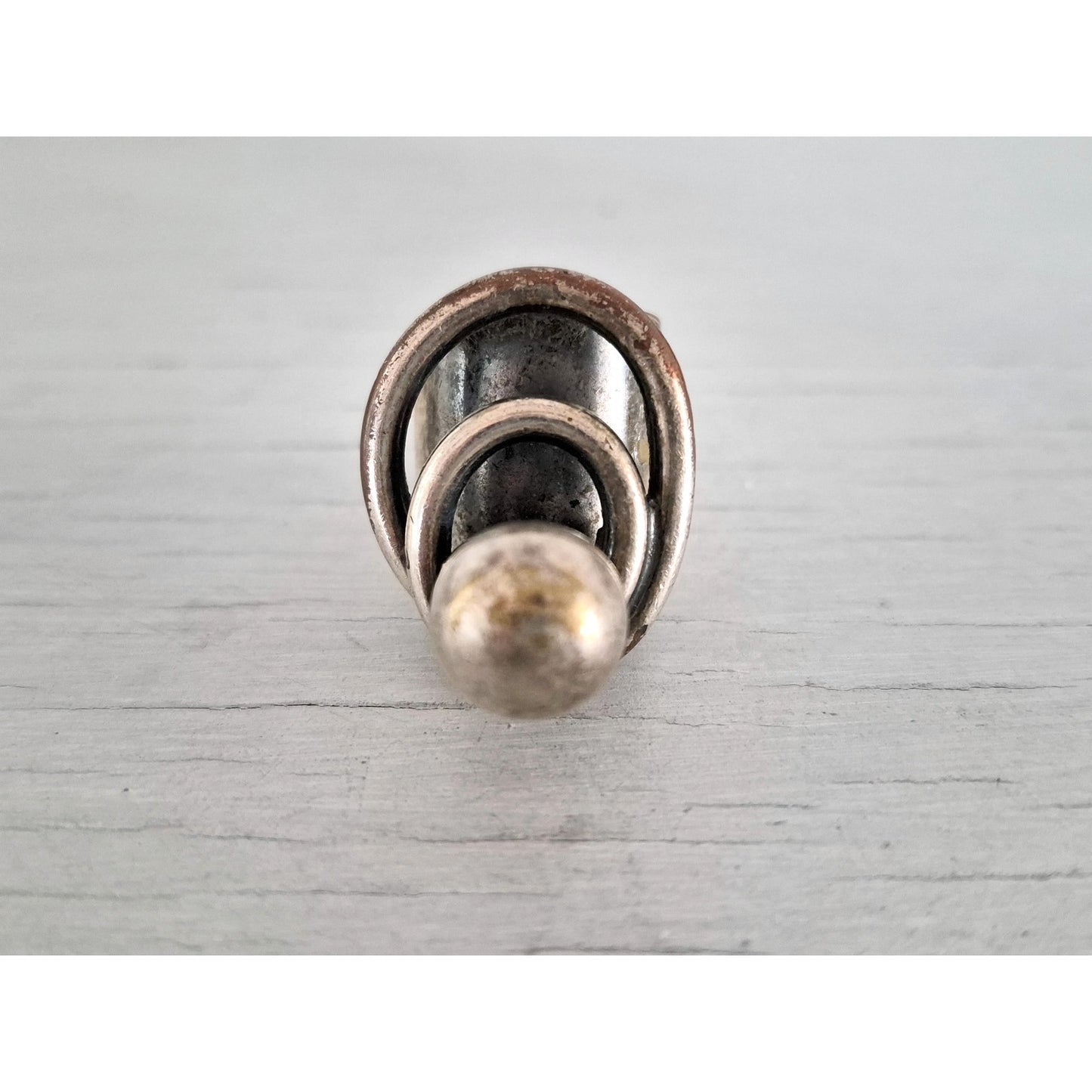 Vintage AD Design Denmark Modernist Orb Silver Ring
