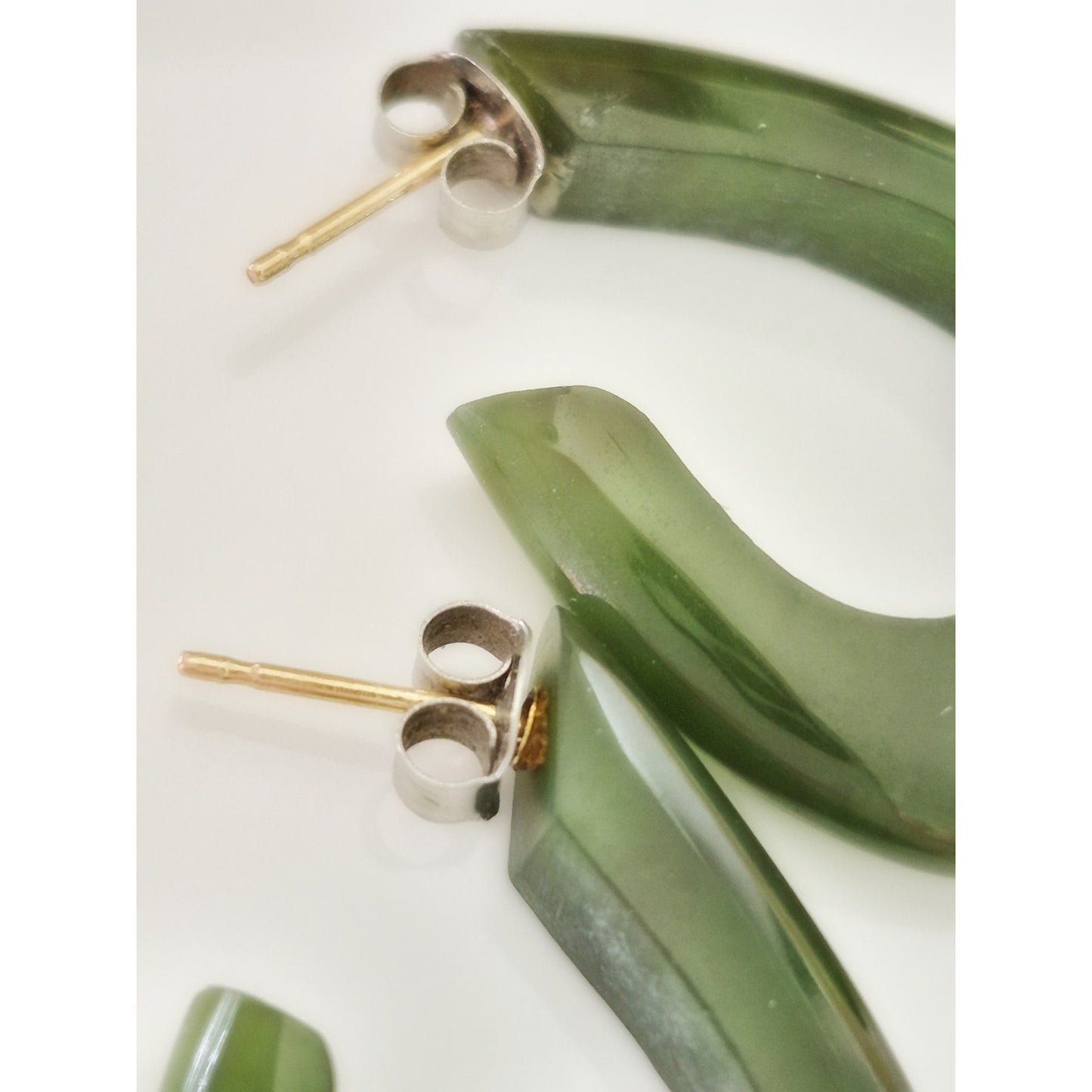 Vintage Jade J Hoop Earrings