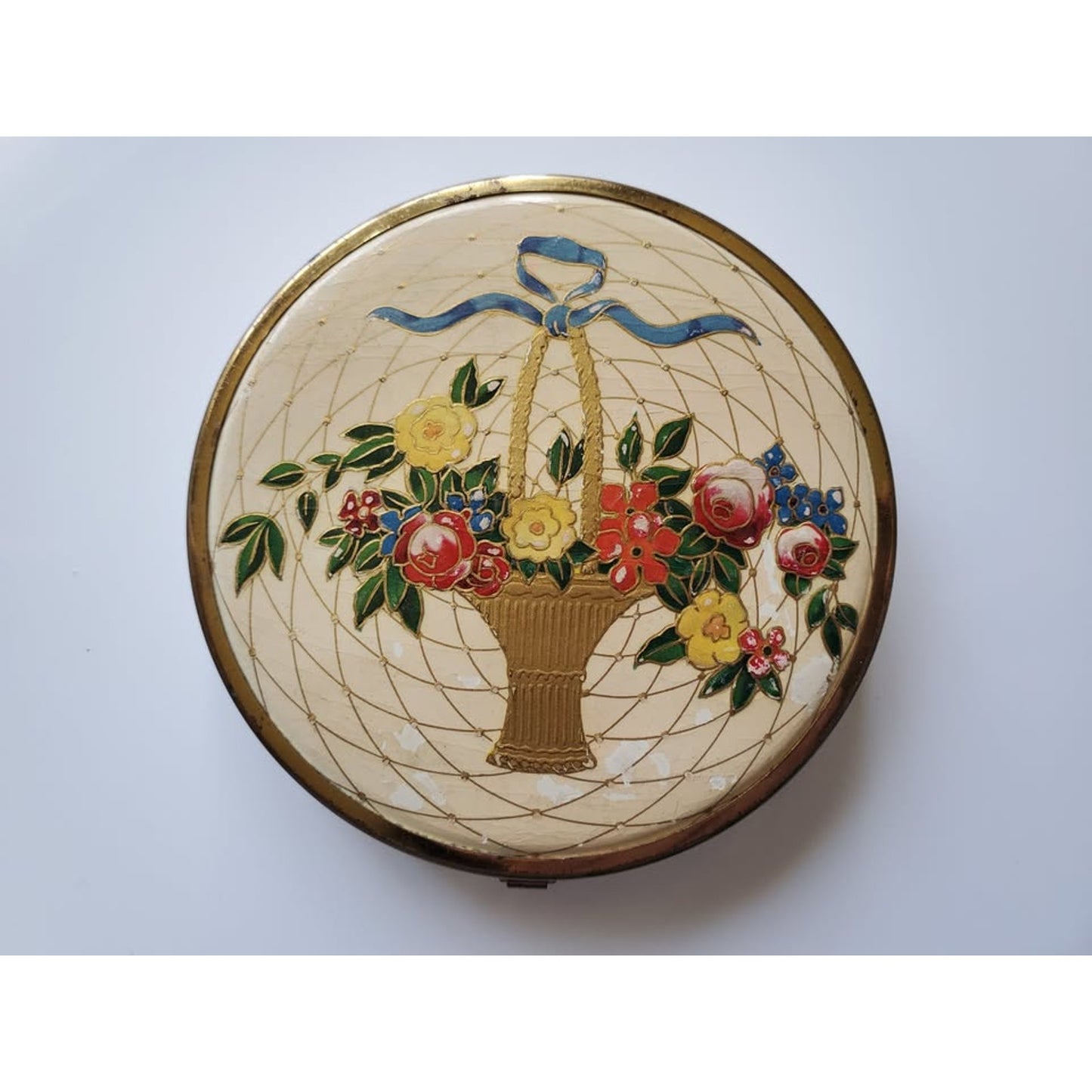 Vintage Houbigant Floral Basket Compact