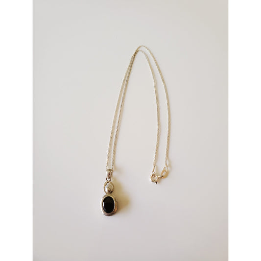 Vintage Sterling Silver Onyx Necklace