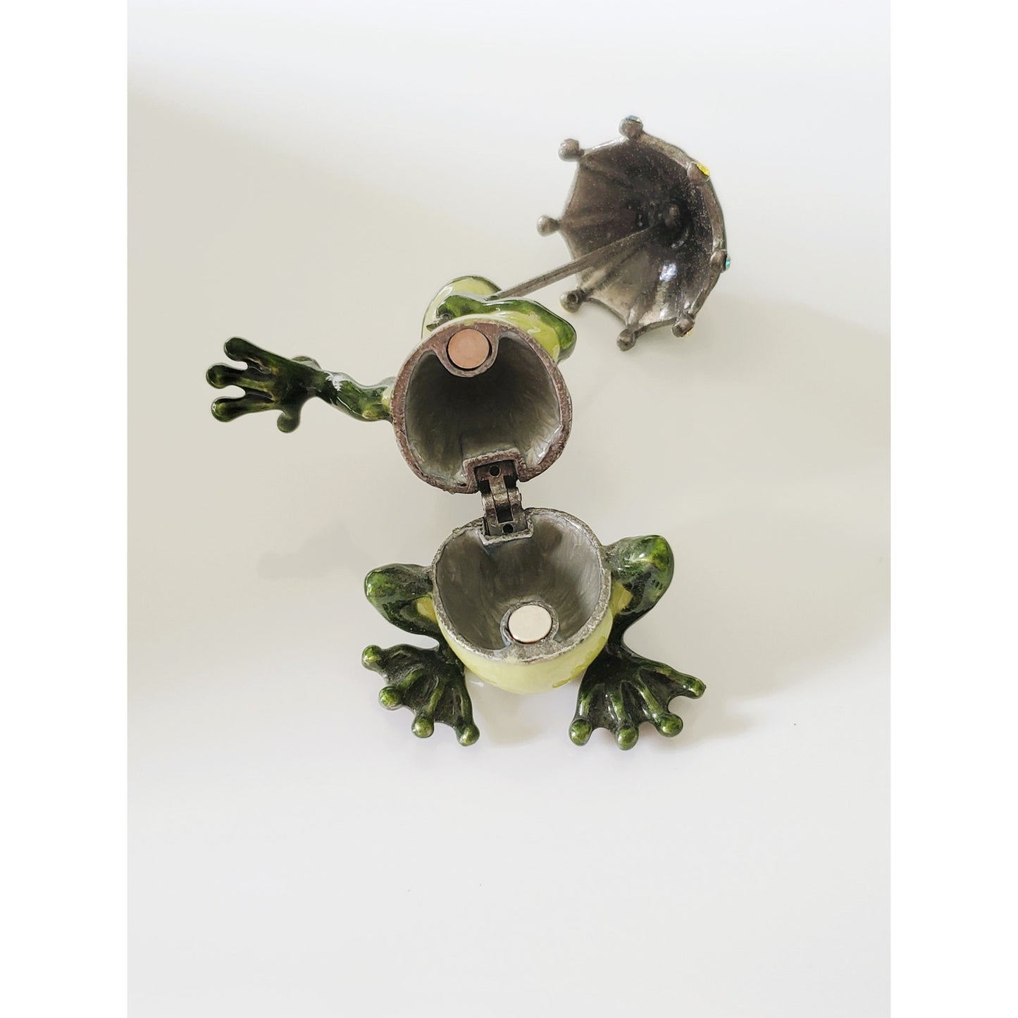 Vintage Green Frog Jewelry Trinket Holder