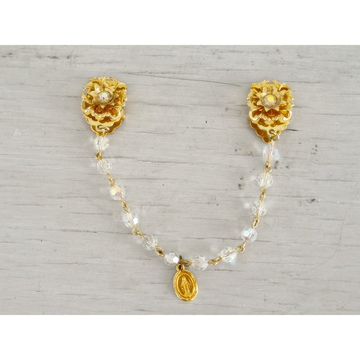 Vintage Sweater Miraculous Medal Charm Clip