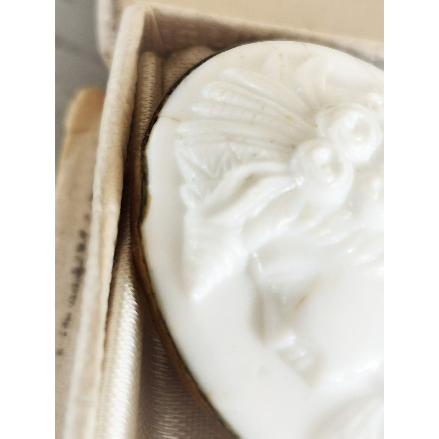 Antique Victorian Pressed Milk Glass Cameo Brooch
