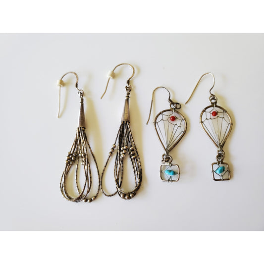 Vintage Sterling Silver Navajo Earring Set of 2