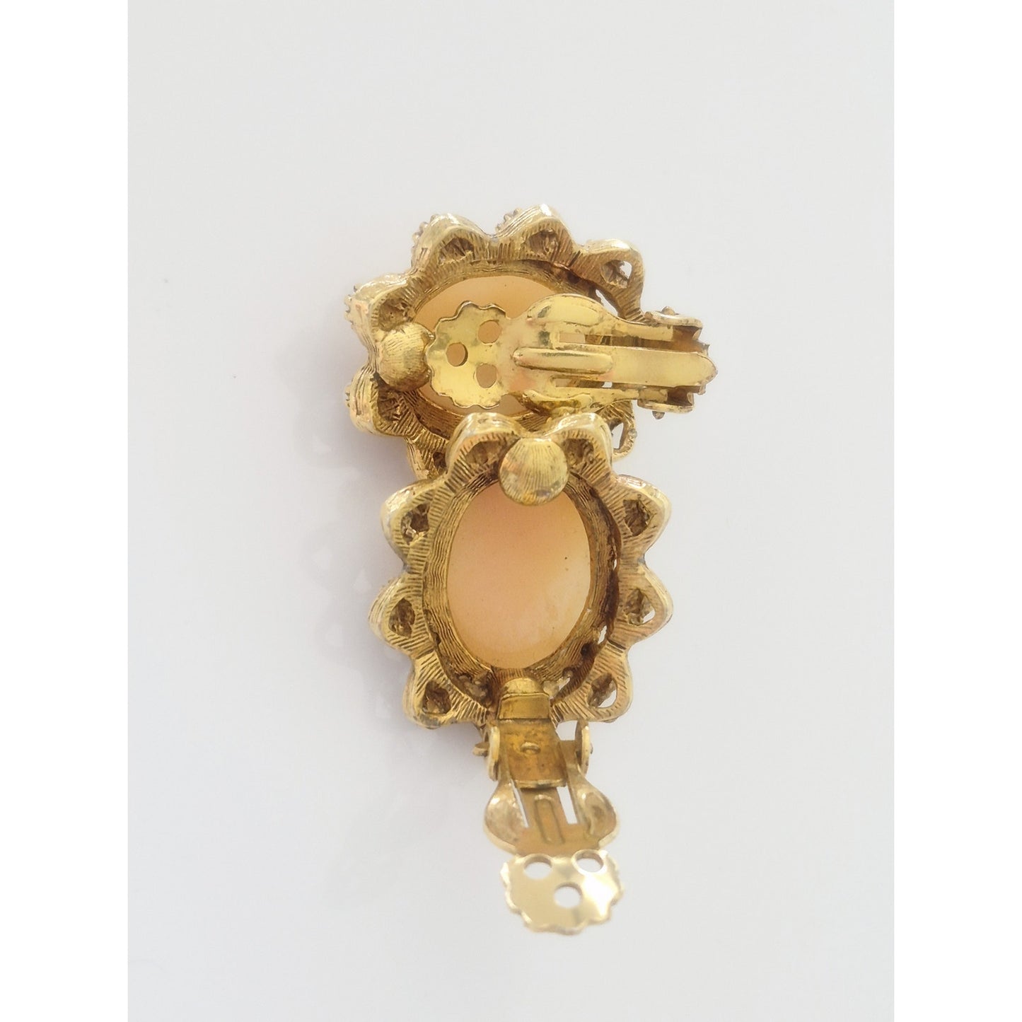 Vintage MCM Pearl Halo Victorian Lady Cameo Earrings
