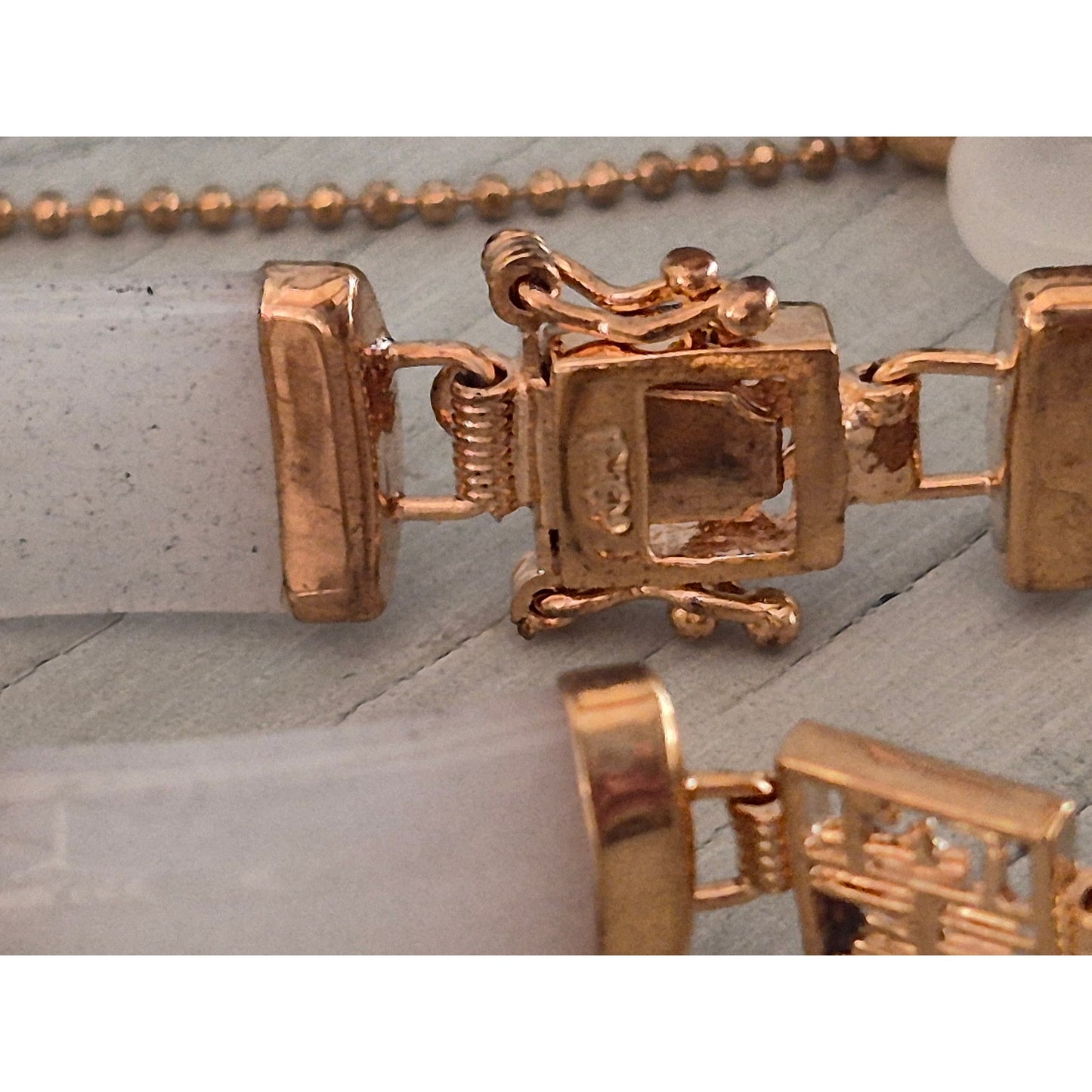 Vintage White Jade Gold Plated Jewelry Set