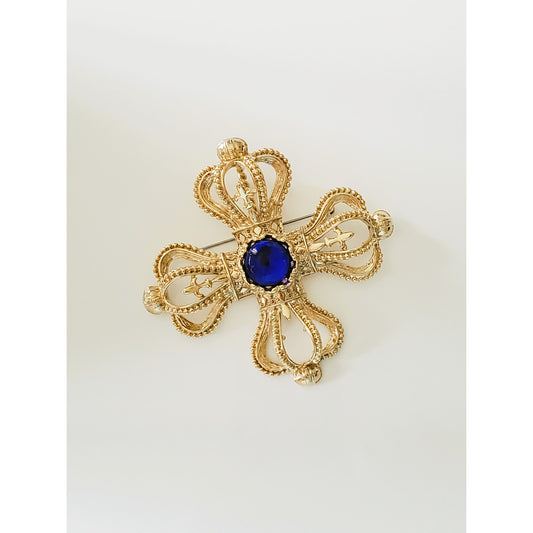 Vintage 1980's Park Lane Gold Tone and Maltese Cross Brooch