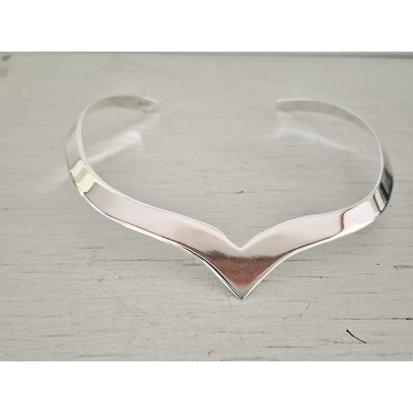Vintage Silver Plate Chevron Mexico Collar Necklace with Bracelet Lot