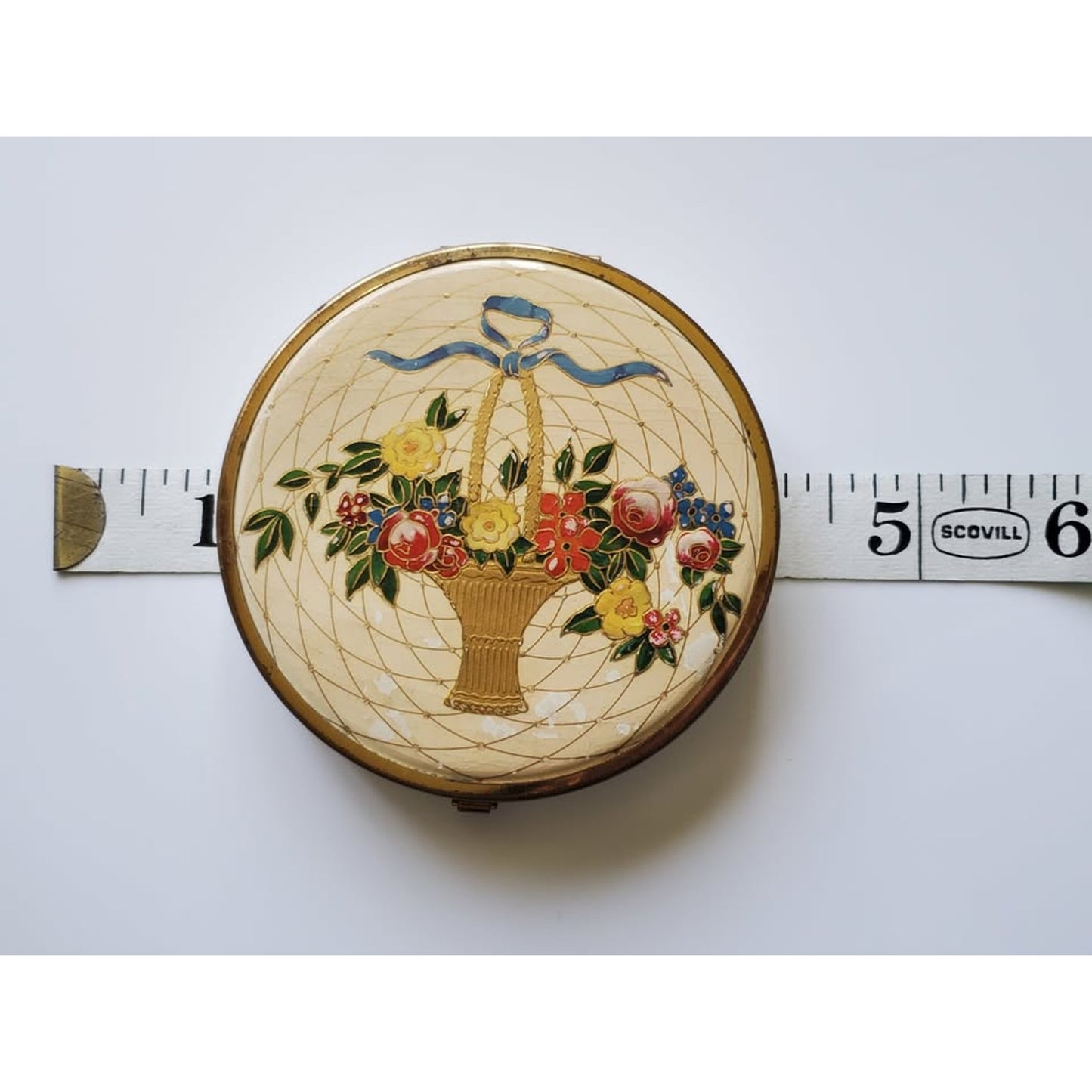 Vintage Houbigant Floral Basket Compact