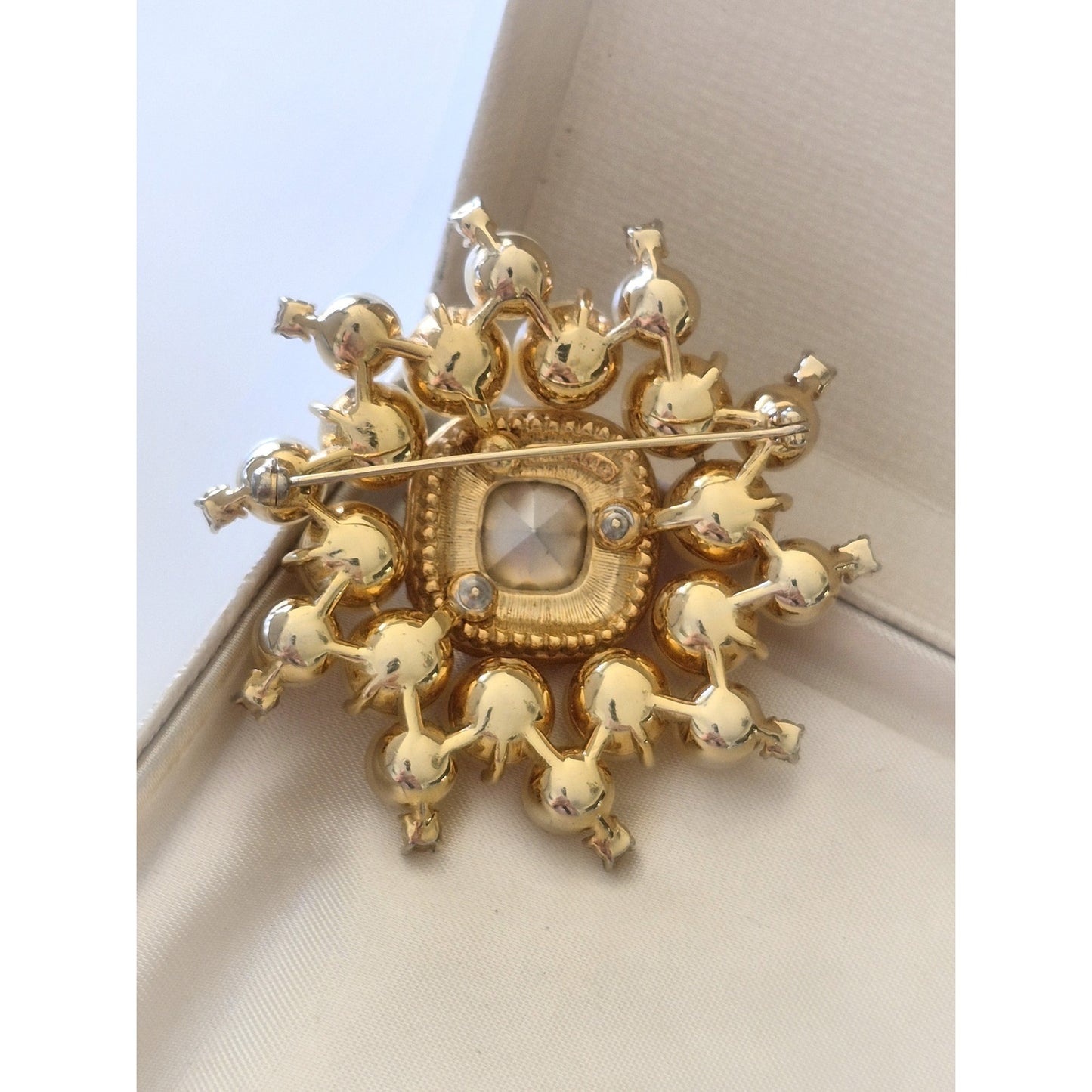 Vintage Large AB and Faux Pearl Brooch