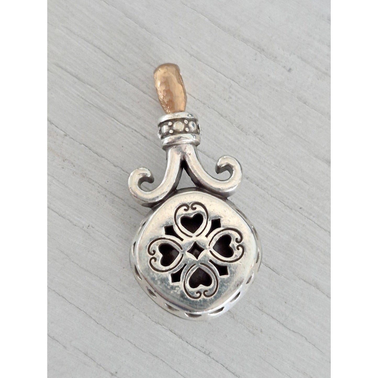 Vintage Brighton Amber Crystal Two Tone Pendant