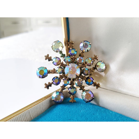 Vintage AB Iridescent Rhinestone Brooch