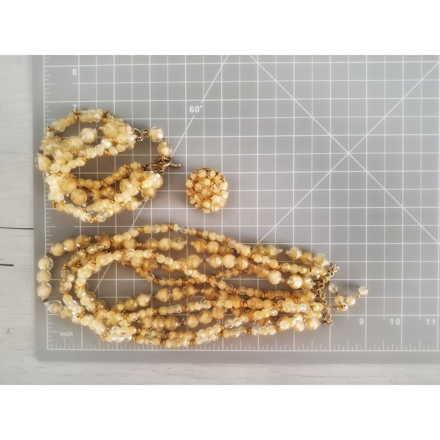 Vintage Multi-Strand Cream Bead Marvella Designer Jewelry Set