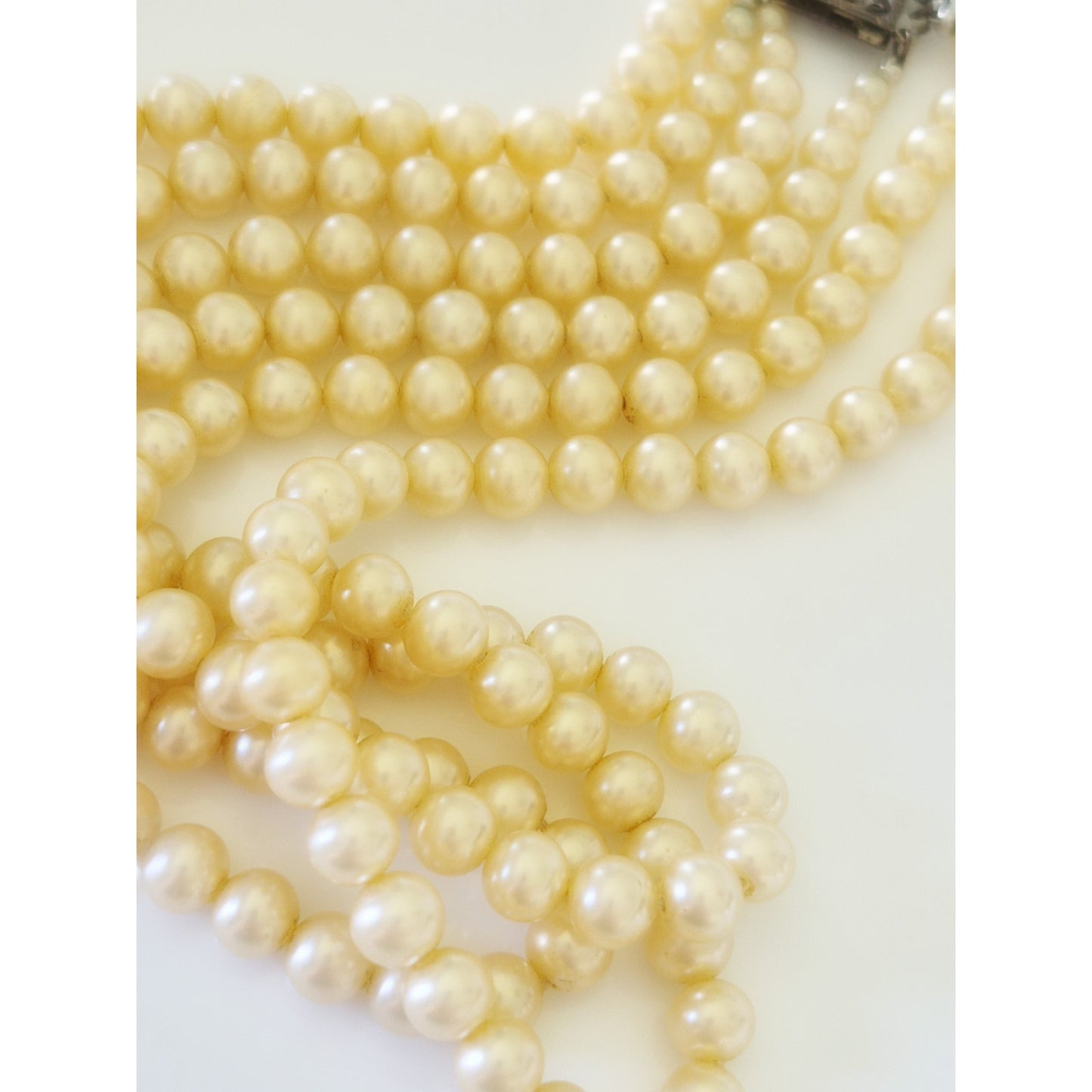 Vintage Triple-strand Faux Pearl Choker Naomi Designer Necklace