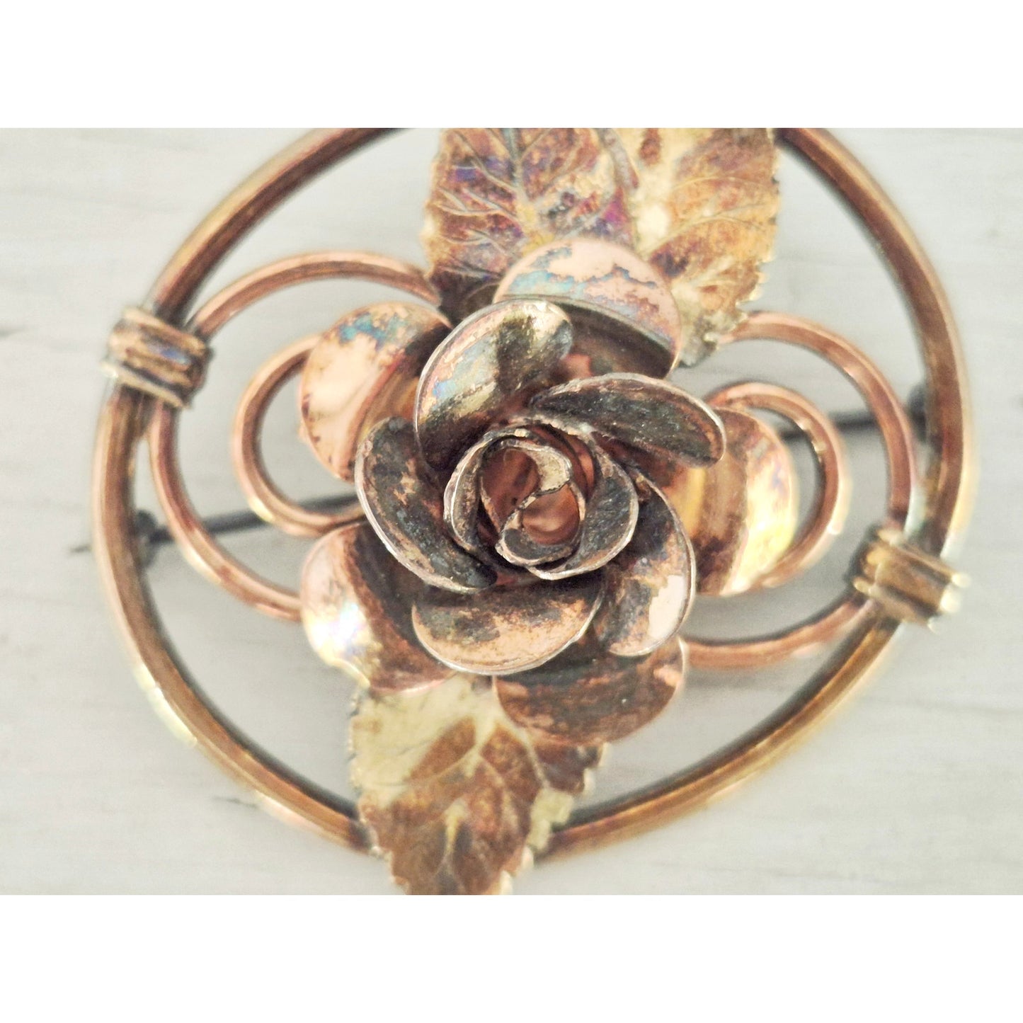 Vintage Rose Dome Gold-fill Brooch