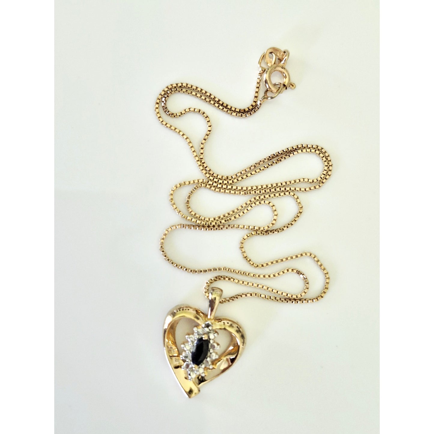 Vintage Ross-Simons Gold Vermeil Sterling Silver Sapphire Heart Pendant Necklace