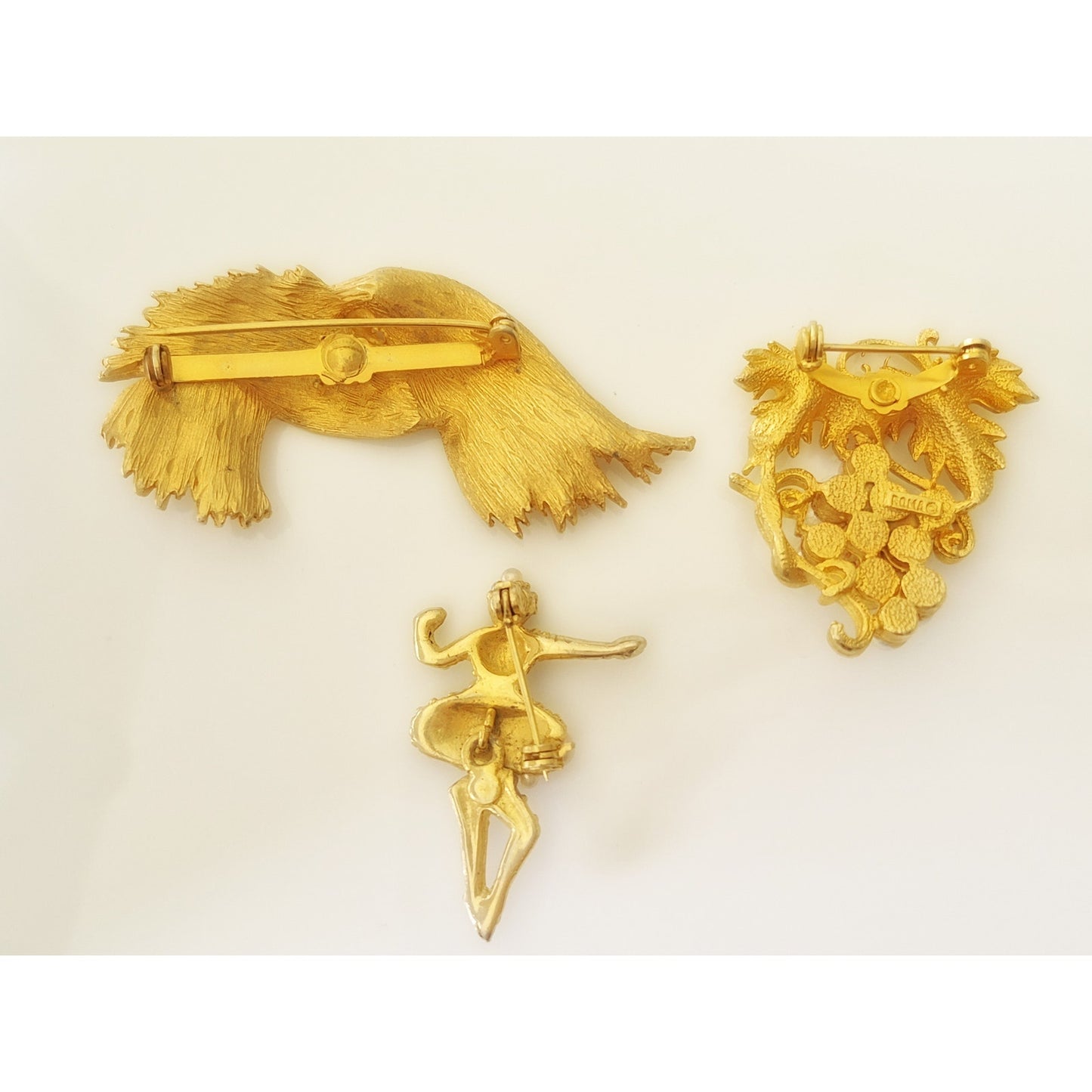 Vintage Gold-tone and Faux Pearl Brooch Lot of 3
