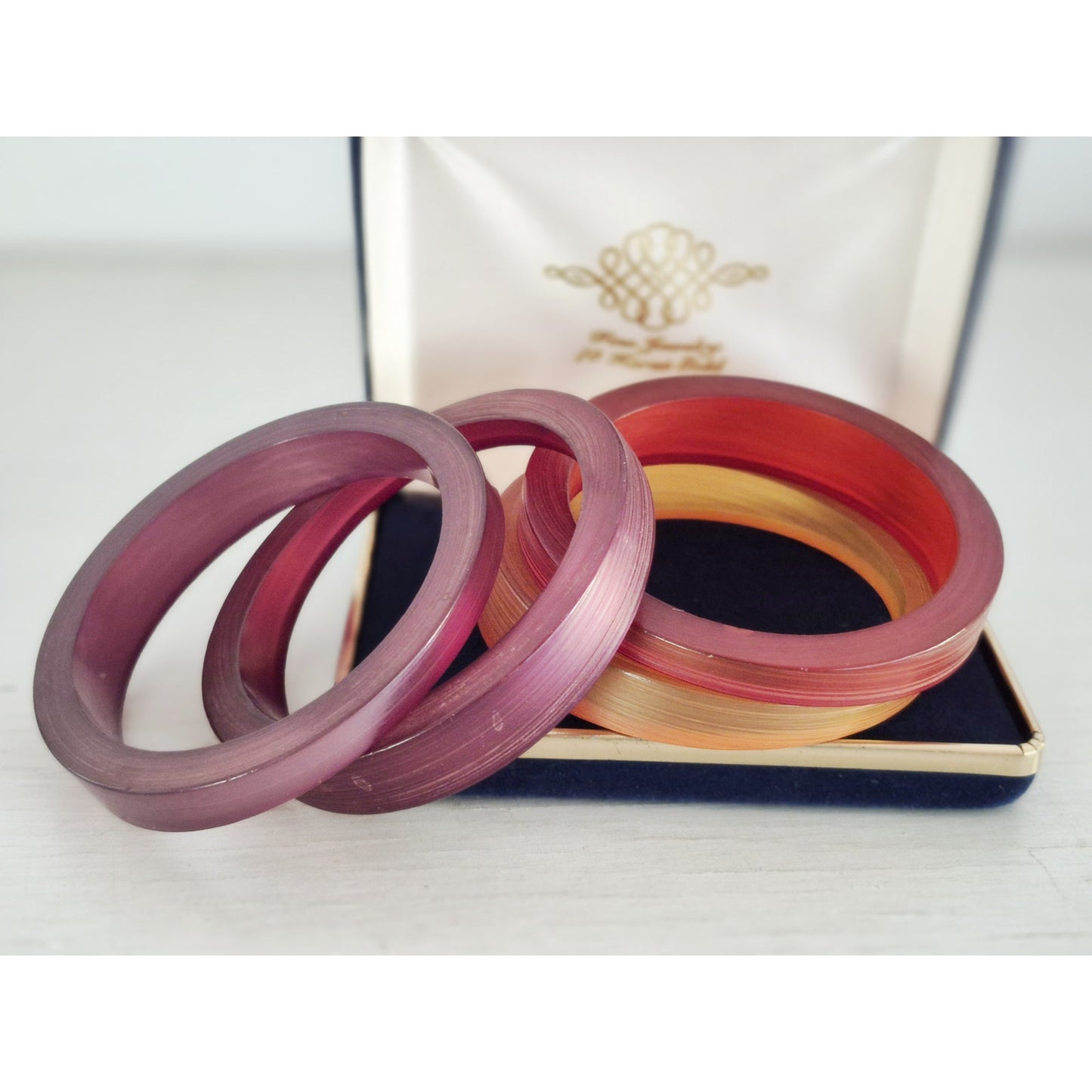 Vintage Lot of 4 Brushed Frosted Lucite Bangles