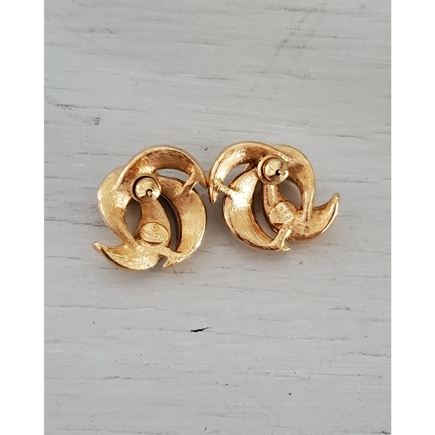 Vintage Givenchy Designer Swirl Stud Earrings