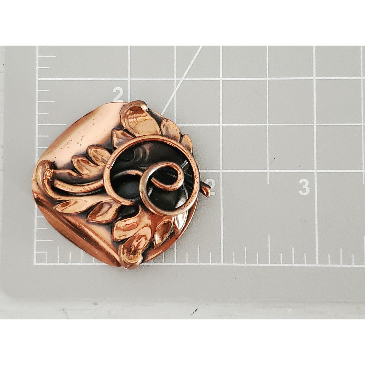 Vintage MCM Roslyn Hoffman Signed Copper Leaf Brooch