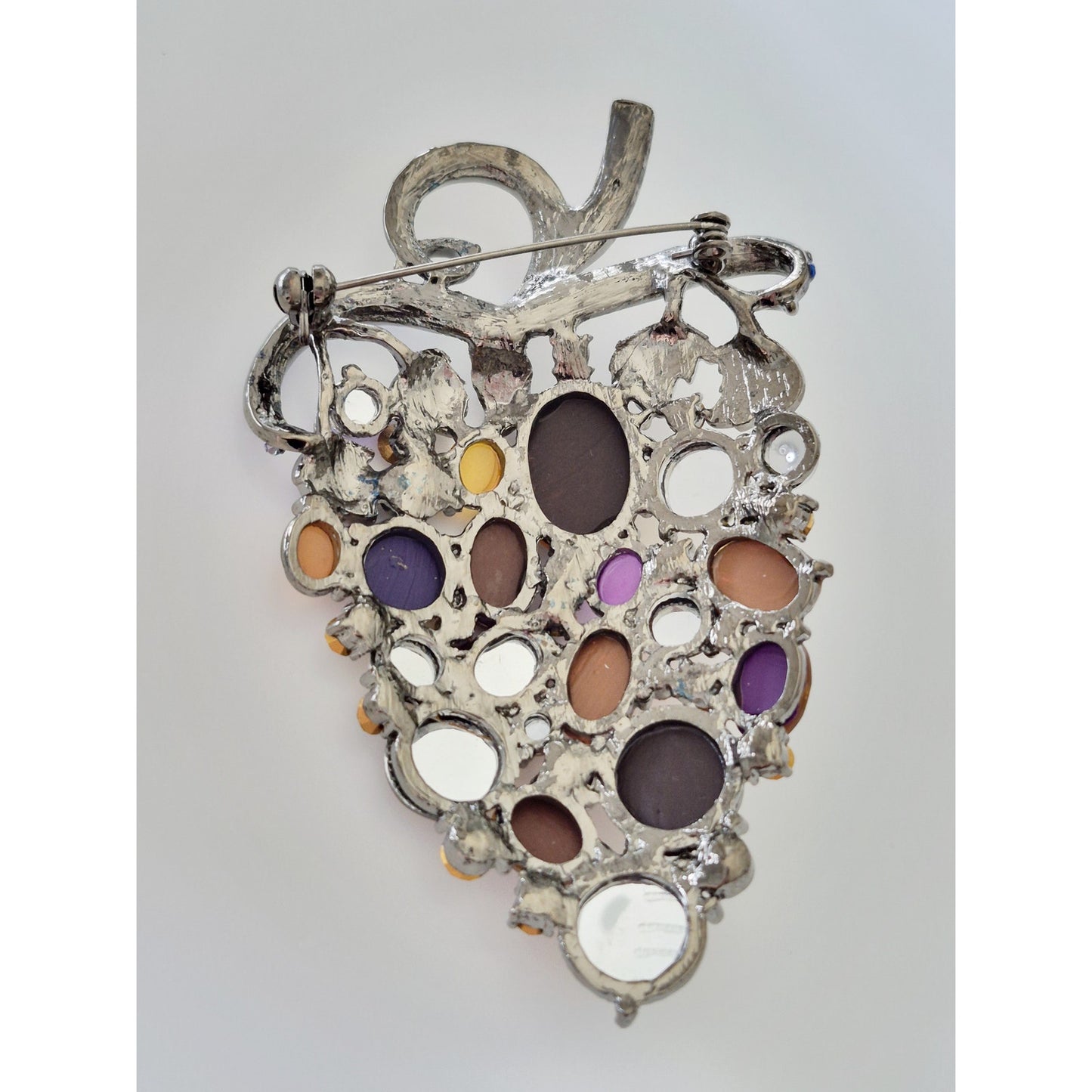 Large Grape Multi-color Rhinestone Brooch