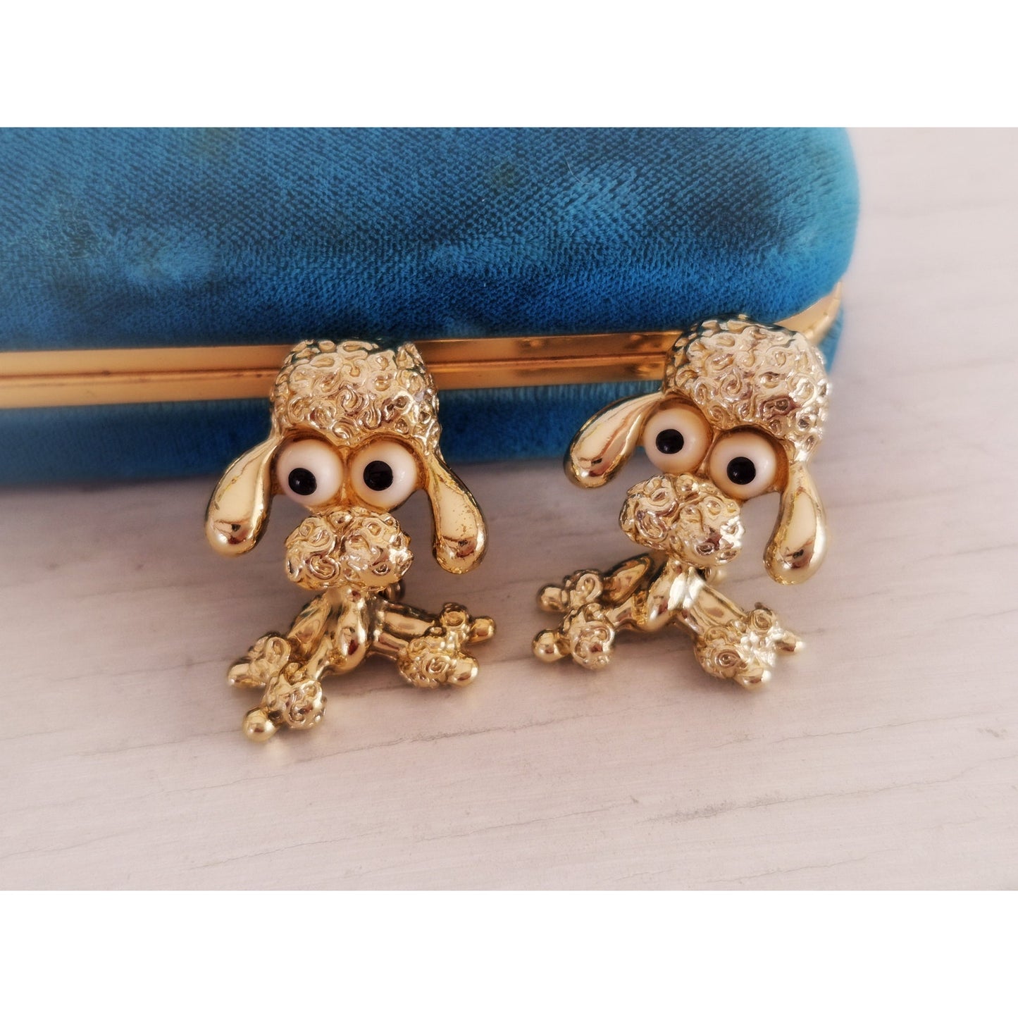 Pair of Vintage Gerry's Poodle Puppy Pin Brooch Set